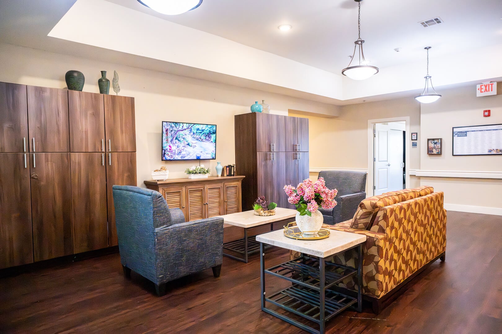 Modern Community Lounge at Memory Care for Seniors